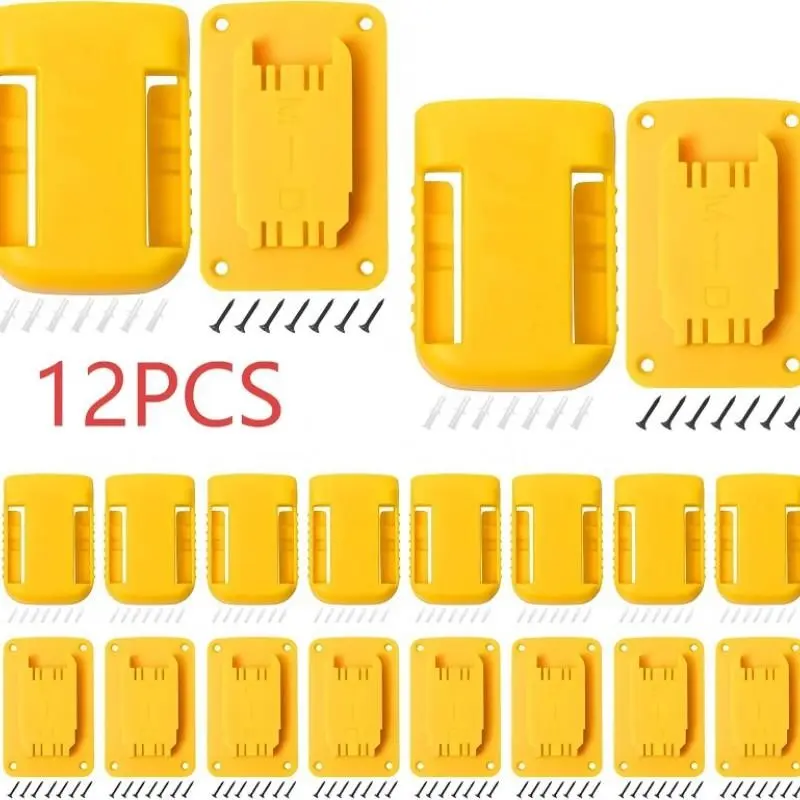 12pcs Tool & Battery Holders for Dewalt 20v & Milwaukee M18, Wall Mount Drill Storage Rack, Heavy-Duty Organizer, Tool Storage Racks