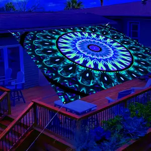 1Pcs UV Glowing Bohemian Mandala Sunshade, Lightweight Polyester Suitable for Beach, Camping, Garden, Picnic - Outdoor Adventure Sunshade (Poles Not Included)