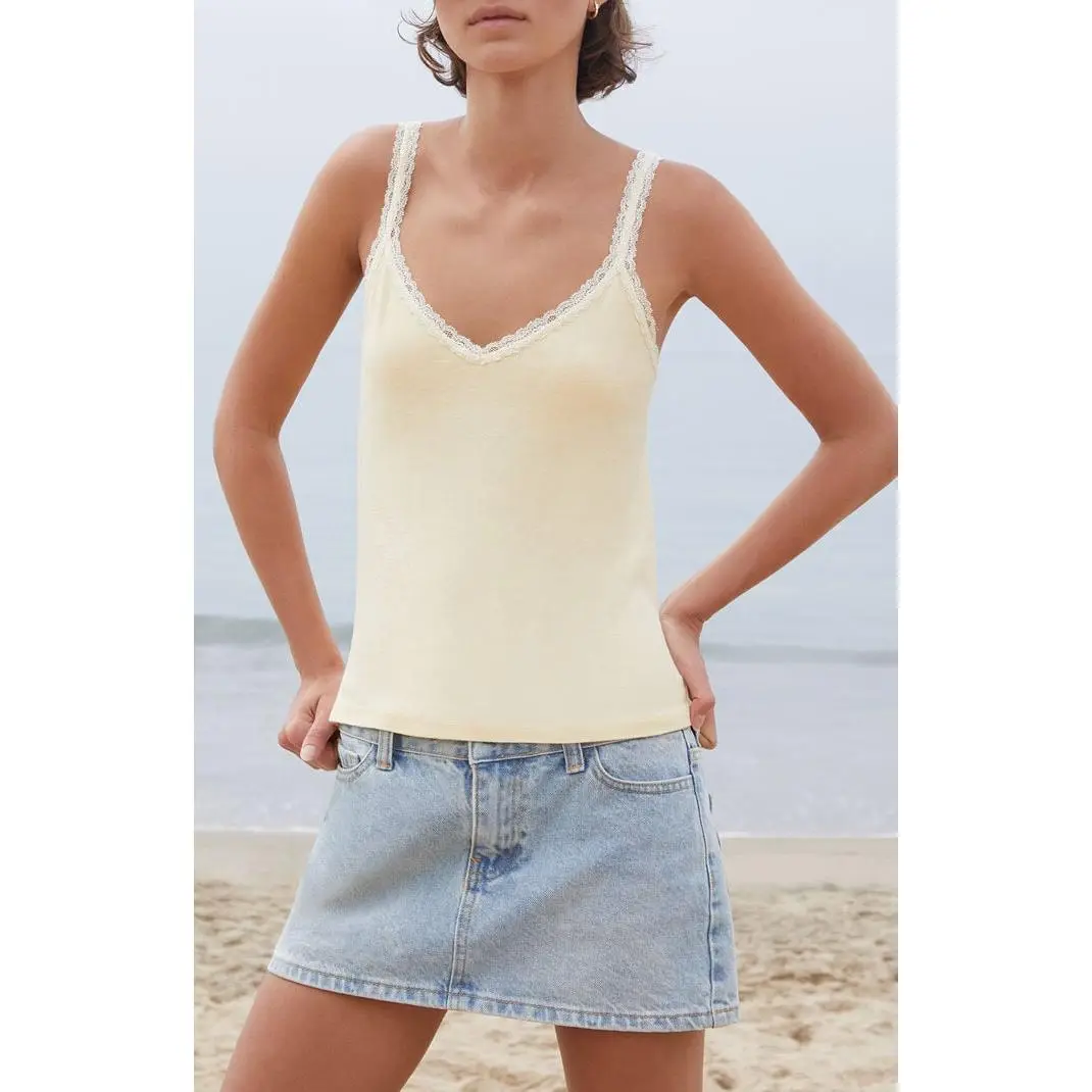 John Galt Women's Yellow Honor Lace Tank Top