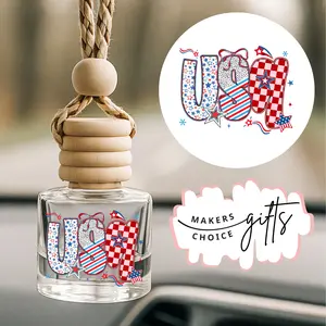 Makers Choice Patriotic Cute USA Hanging Car Diffuser with Wooden Beads Refillable & Reusable Long Lasting Fragrance for Rearview Mirror Use