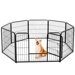 Foldable Metal Dog Playpen - 8/16 Panel Pet Fence with Door, 24"/32"/40" Height for Indoor/Outdoor Puppy & Cat