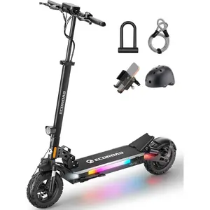 ECOROAD ES6/DUALElectric Scooter for Adults, 1000/2000W Peak Motor Up to 31/34 MPH, 40/50 Miles Long Range, 10" All-Terrain Tubeless Tires, Foldable Heavy Duty 330+ lbs E-Scooter with App & RGB Lights
