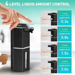 Fully automatic sensor soap dispenser, no contact infrared hand sanitizer machine, rechargeable via Type‑C, long battery life, LED power display, 4 levels of liquid output adjustment, waterproof and leakproof, wall‑mounted/desktop dual use, suitable for h
