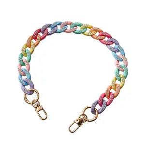 Multicolor Rubber Coated Acrylic Bag Chain Thick Chunky Resin Handbag Strap Replacement for Women Purses Shoulder Carry Handle Chain