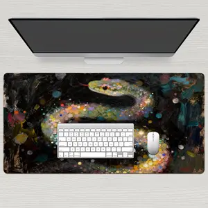Summer Night Fireflies Snake Design Gaming Mouse Pad   XXL Extended 80x40cm Non-Slip Base & Stitched Edges   Smooth Glide Surface for PC Computer Gamer