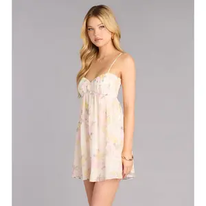 Plans In Bloom Floral Chiffon Babydoll Dress
