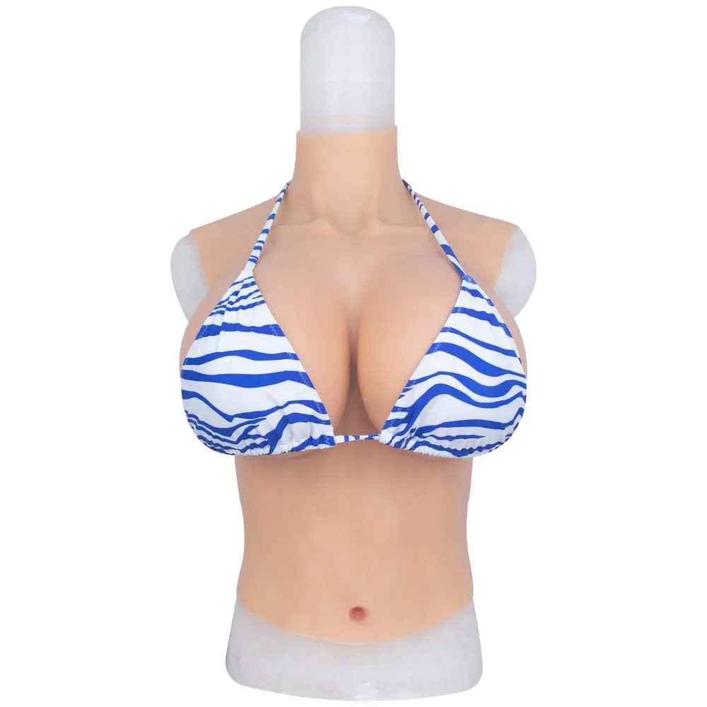 Lady's Silicone Breast Form Pad - Women's Bra Accessory, C-G Cups, Half-Body Design with Belly Button, Silk Cotton & Liquid Silicone Filling, 3 Color Options (Including Nude), Adults' Cosplay Realism Underwear, Accessories for Women