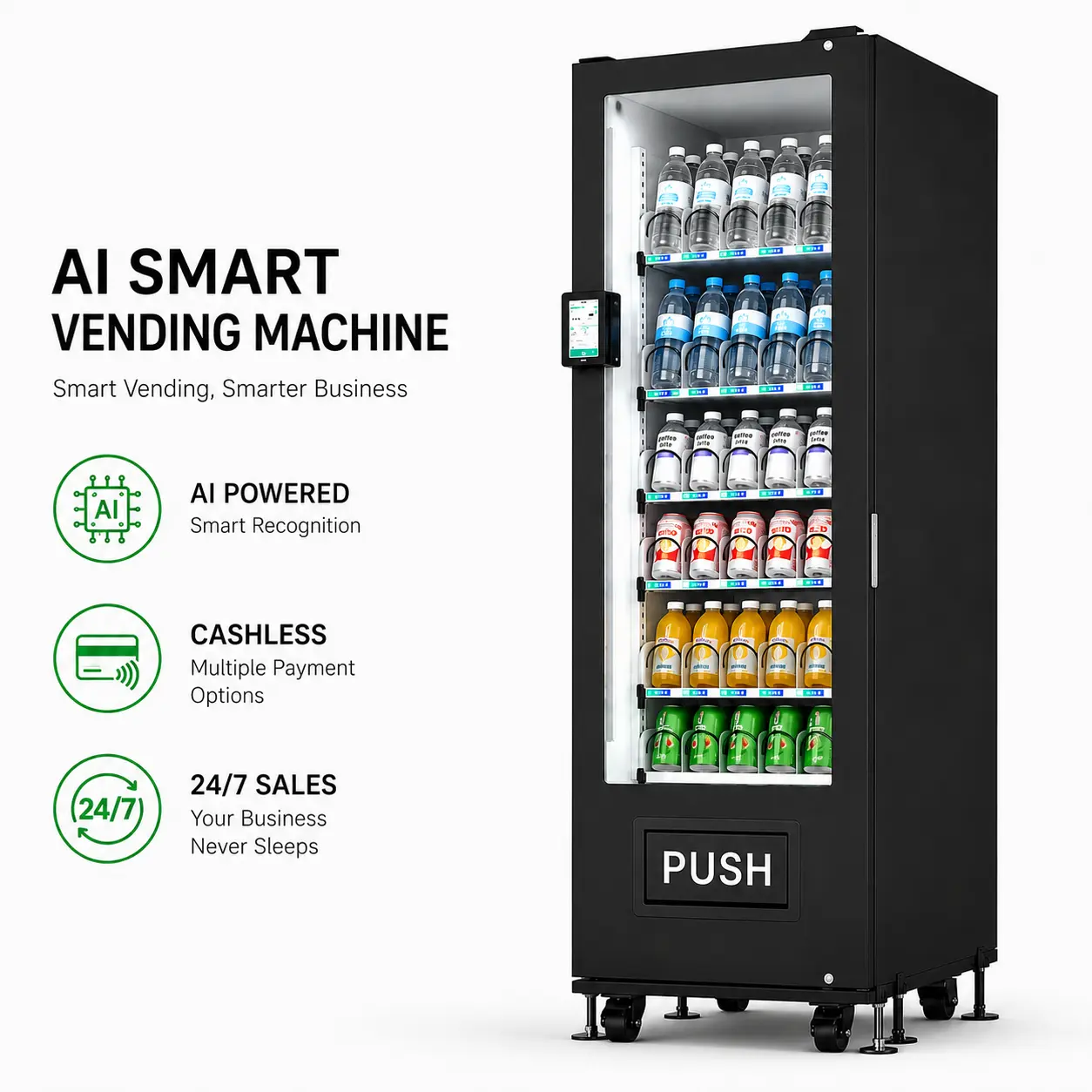 Commercial Vending Machine with Cashless Payment & AI Smart Inventory | Snack & Beverage Vending Machine for Business, Office, Gym & Hotel