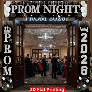 Prom Night Decorations 2026, Silver Color Glitter Graduation Party Supplies, Send off Banner, Porch Sign Backdrop, Photo Shoot Props