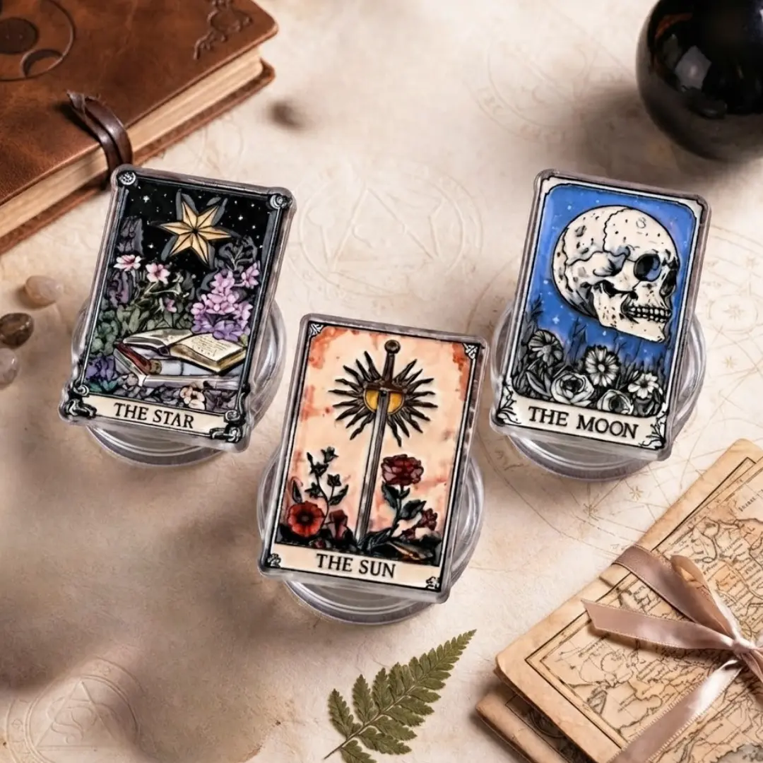 Tarot Card Phone Grip The Star Moon Sun Mystical Witchy Aesthetic Foldable Kickstand Phone Holder Stand Gift for Women Girls Set