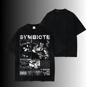 Black Symbiote  Oversize Acid Washed Tee TV Show Graphic Top Cotton Gift T-Shirt For Comic Lover, Gift T-Shirt For Movie Lover