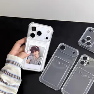 Protective Case for iPhone 17 16 15 14 13 12 Pro Max Plus Air with Card Holder Anti-Fall Trendy Unique Design Minimalist Business Style