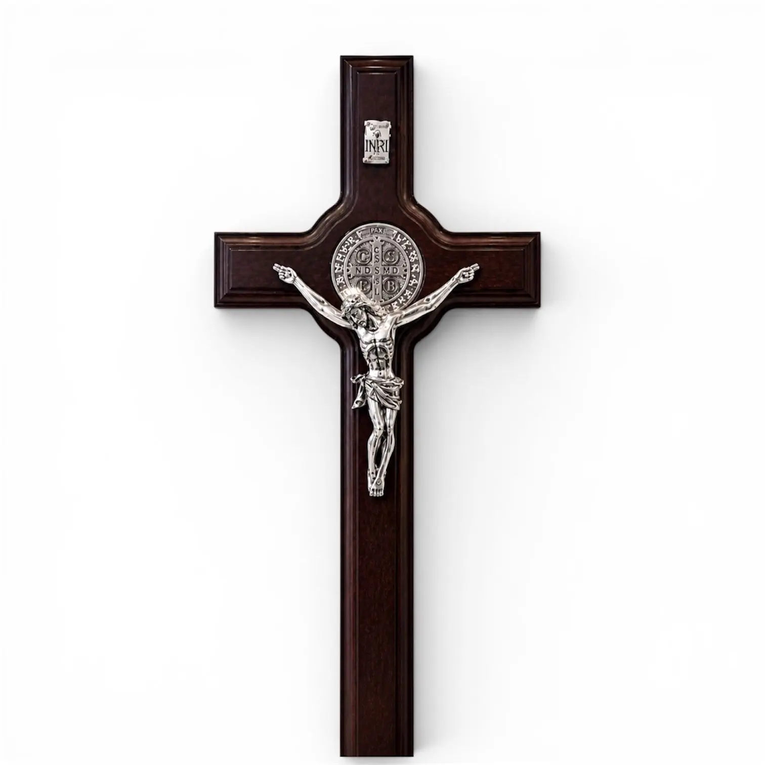 SAINT BENEDICT LARGE WOODEN WALL CRUCIFIX '' 13''