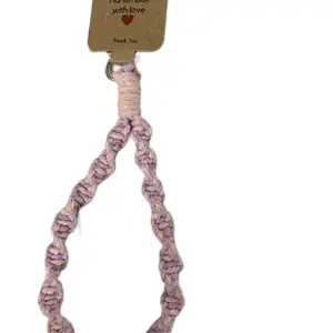 Handmade macrame cell phone wristlet with tether tab included