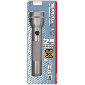 MAGLITE Krypton Bulb, 27 Lumens, Industrial/Tactical Flashlight Gray Aluminum Body, 2 D Batteries Not Included S2D096