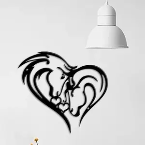 Horse Pattern Heart Shaped Wall Art, 1 Count Hollow Out Iron Wall Decor, Heart Design Artistic Wall Hanging Decor for Home Living Room Bedroom, Modern Home Decoration