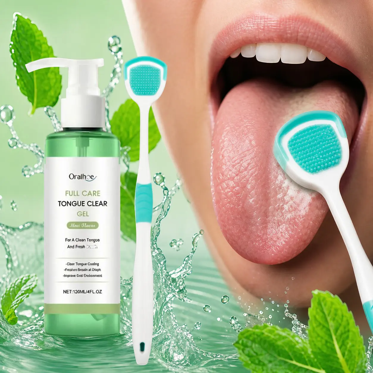 Tongue Scraper Kit with Tongue Cleansing Gel 120ml, Tongue Cleaner Brush, Daily Oral Care, Helps Reduce Bad Breath & Tongue Coating, Gentle Tongue Coating Removal & Fresh Breath | limpiador para lengua
