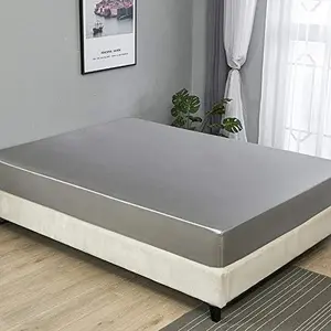 1 Piece Satin Fitted Sheet Only Classic Luxury Silky Soft Bed Sheets Solid Color (Grey, Fitted Sheet (Twin))