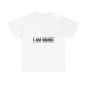 I Am Music Unisex Heavy Cotton Tee, Casual Music Lover Shirt, Gift for Musicians, Concert Outfits, Everyday Wear, Music Festival Tee