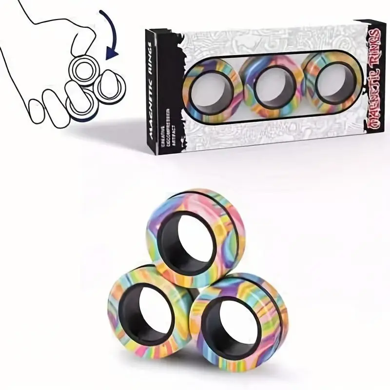 Magnetic Finger Ring, 3 Counts/set Fingertip Magnet Toy Accessories, Party Favors for Birthday Wedding Festival, Festive Accessories