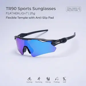 Professional Sports Sunglasses, TR90 Windproof Cycling Glasses & Practical UV Shades, Unbreakable UV400 Anti Glare Eye Protection, Comfort Non-slip Flexible Eyewear Unisex, Ideal for Driving, Hiking, Running, Fishing, Golf, EBike and Daily Outdoor Sports