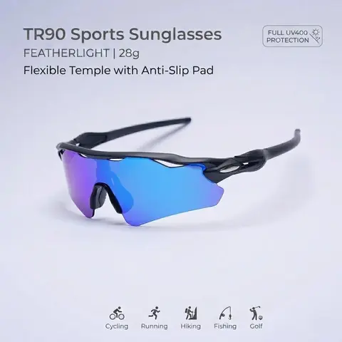 Unisex Matte Black Square Half-Frame Sunglasses for Women Men - TR90 Plastic Frame, Impact-Resist PC Lens, UV400 Protection, Windproof Nylon, Built for Cycling & Hiking, Debris-Block Wrap, Multi-Sport Ready for Running/Cycle, Compact Carry