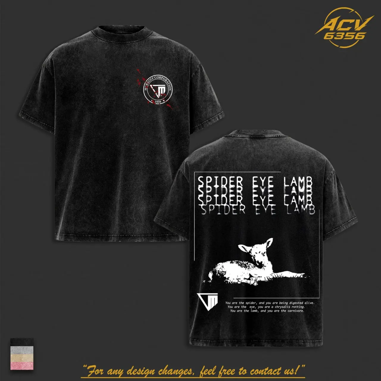 The Outlast Trials Spider Eye Lamb Vintage Washed T-Shirt & Hoodie, Murkoff Horror Graphic Tee V3, Dark Psychological Horror Streetwear, Unisex Gamer Merch, Gift For Horror Fans