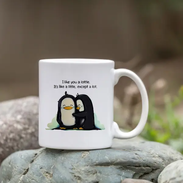 Cute Penguins Coffee Mug, Ceramic Coffee Cup, I Like You A Lottle Water Cups, Summer Winter Drinkware, Birthday Gifts, Holiday Gifts, Christmas Gifts