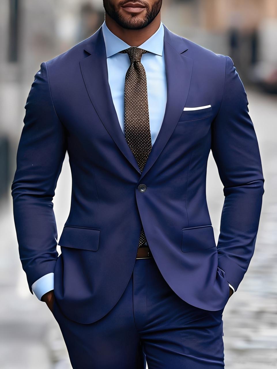 Live stream discounts Two-piece versatile suit set, slim-fit men's suit, office suit, fashionable and multi-functional suit, casual business single-breasted suit.