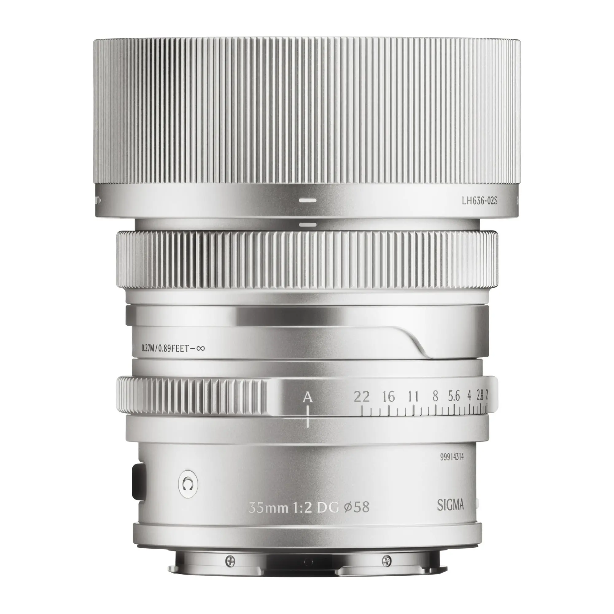 Sigma 35mm F2 DG Compact Digital Camera Lens - Full-Frame Contemporary, Manual Aperture Ring, Magnetic Metal Construction (Silver, L Mount)