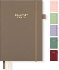 Bible Study Journal for Women & Men, Church Notes Prayer Journal Bible Notebook for Note Taking, Bible Study Guide/Supplies/Gifts/Accessories (Brown, A5 (5.8" X 8.3")) Verveorig