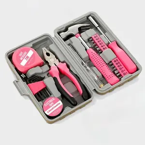 Women's Pink Tool Set - 24-piece mini starter tool kit, including a hammer, pliers, and screwdrivers – cute, compact, and easy to use! The perfect Christmas and New Year's gift for women who love DIY projects!