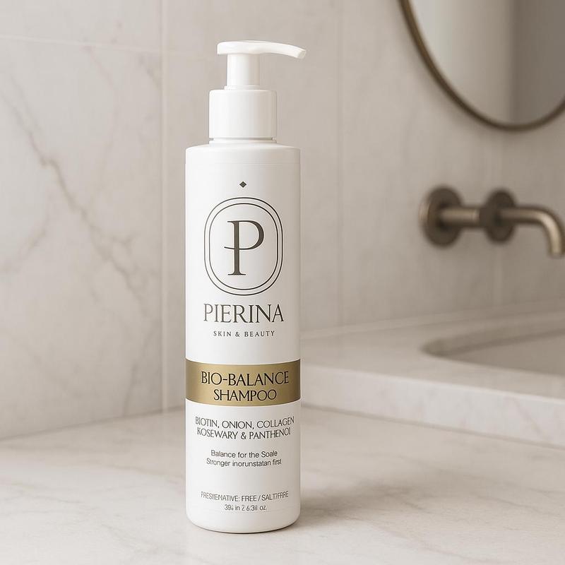 Pierina's Bio-Balance Shampoo - Gentle Nourishing Formula with 12 Natural Extracts for Healthy Vibrant Hair - Biotin Onion Collagen Rosemary & Panthenol - Preservative Free Salt Free Conditioner Haircare Cleansing Cleanser