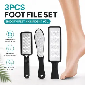 3 Pack Foot File for Dead Skin – Stainless Steel Heel Grater & Callus Remover, Wet/Dry Rasp for Cracked Heels – Heavy Duty Pedicure Tool for Men & Women – Reusable & Rustproof outdoorfun