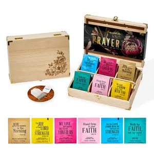 Thoughtfully Christian Prayer Tea Gift Set with Bible Verses, Includes 90 Teas in 6 Flavors in Premium Wooden Box, Religious Gifts