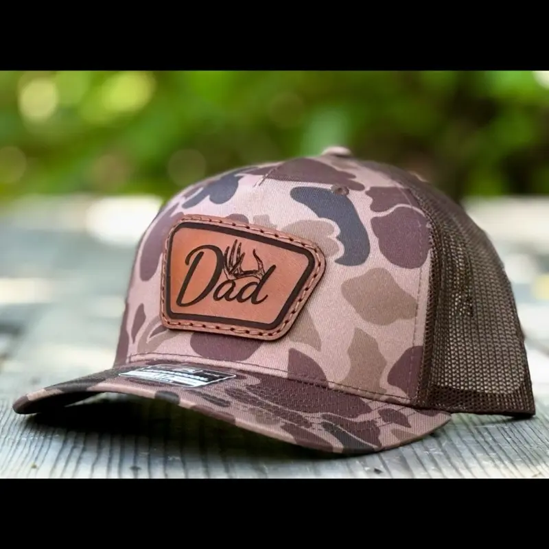 Dad antler leather patch hat, Available in any Richardson or lost hat co hat.