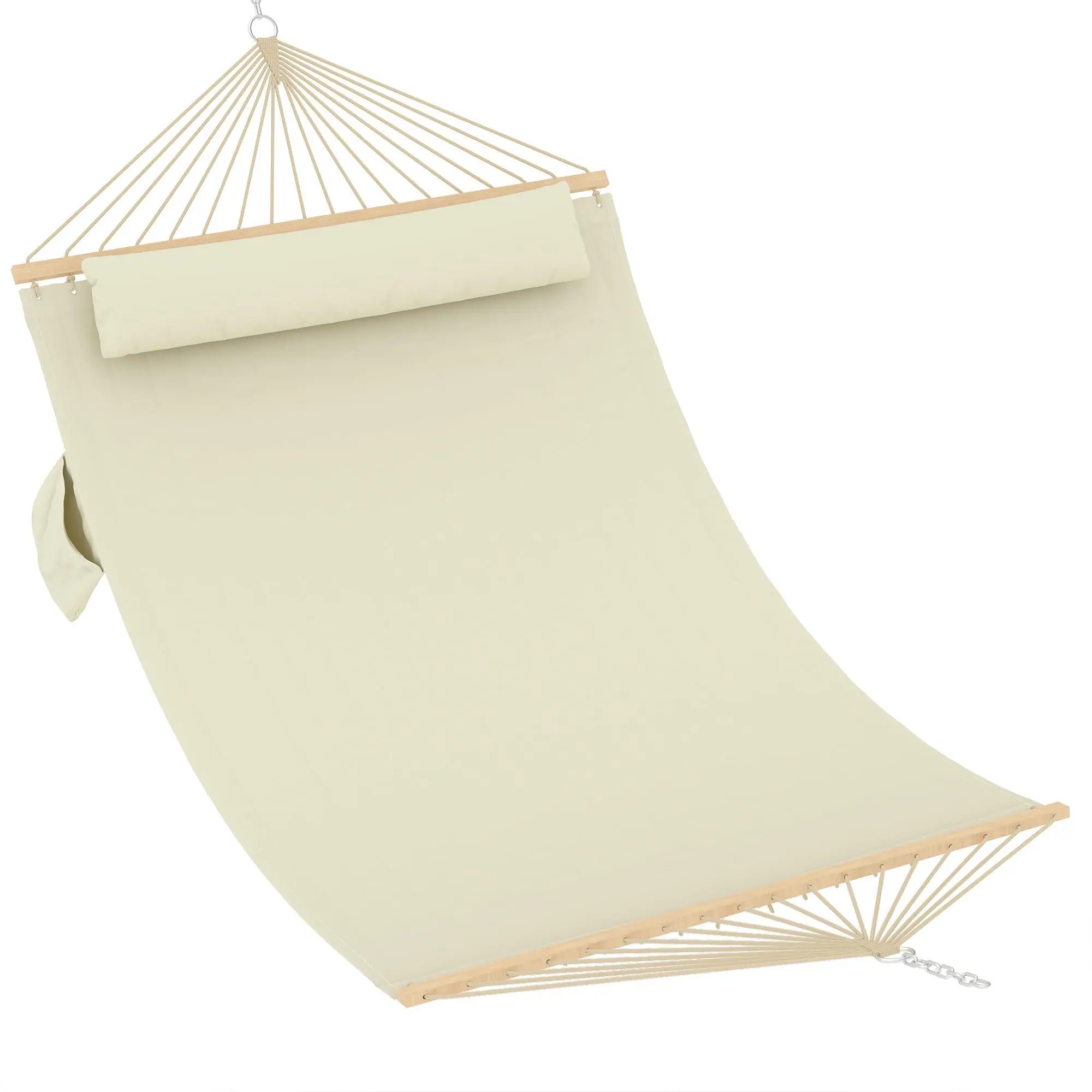 Double Quilted Hammock - 450 LBS Capacity, Hardwood Bars, Included Pillow, Wear-Resistant Quilted Fabric, Shape-Retaining Design (Outdoor Furniture)