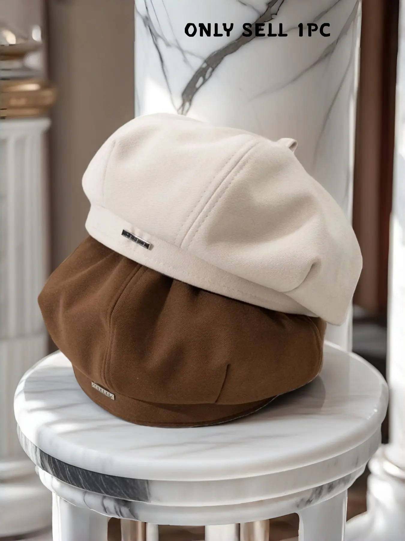 Women's Beret Hat Korean Style Large Head Circumference Octagonal Tulip Cap, Spring Autumn Painter Hat, Versatile Vintage Beret, Casual Hat, Fitted Hats