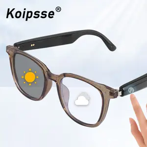 Koipsse Bluetooth Smart Glasses Rechargeable fashionable versatile wireless calls suitable for adults sports gift gifts make calls smart glass eyewear transparent anti-blue light photochromic lens Wireless Smart Music Glasses sunglasses