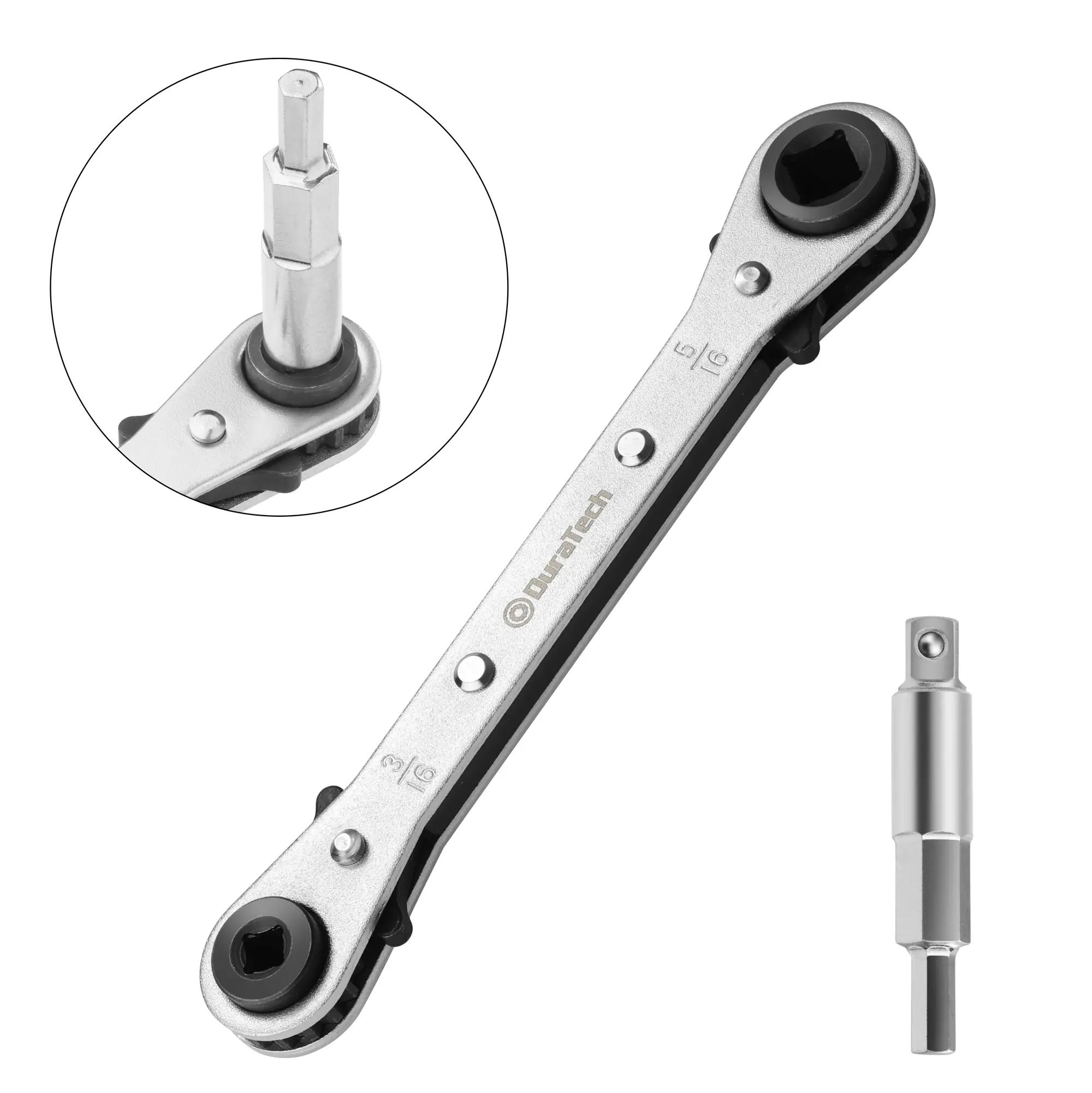 #fathersdaygift DURATECH 4 IN 1 HVAC Service Wrench, 3/16", 1/4", 5/16", 3/8", Air Conditioning & Refrigeration Equipment, Hex Bit Adapter