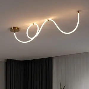 JONATHAN Y Serafina Contemporary Minimalist 360 Adjustable Silicone Neon Rope Dimmable Linear Integrated LED Flush Mount