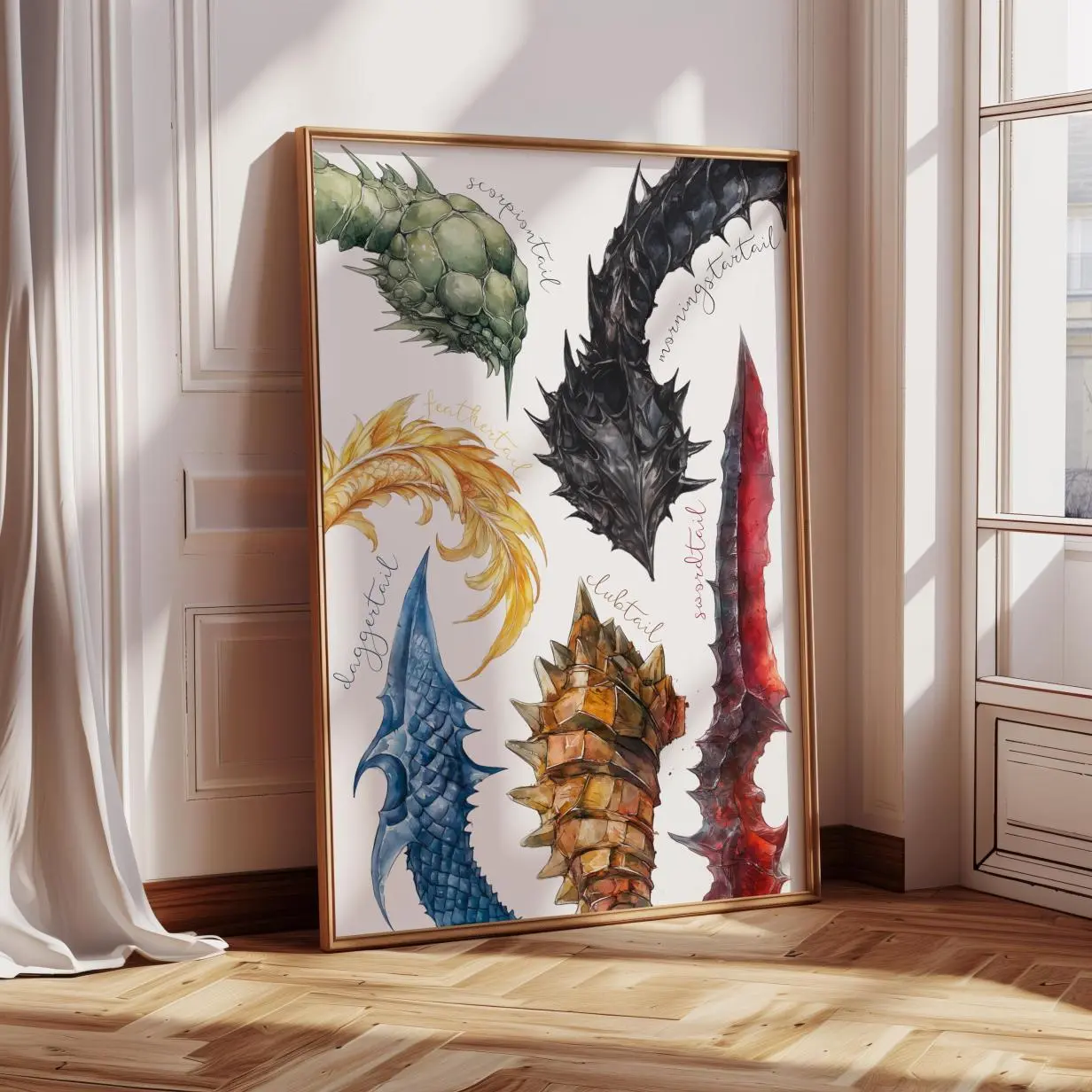 FOURTH WING print | Dragon Tail Anatomy | Fantasy Art | Bookish| Basgiath |Rebecca Yarros | Xaden & Violet | Onyx Storm POSTER