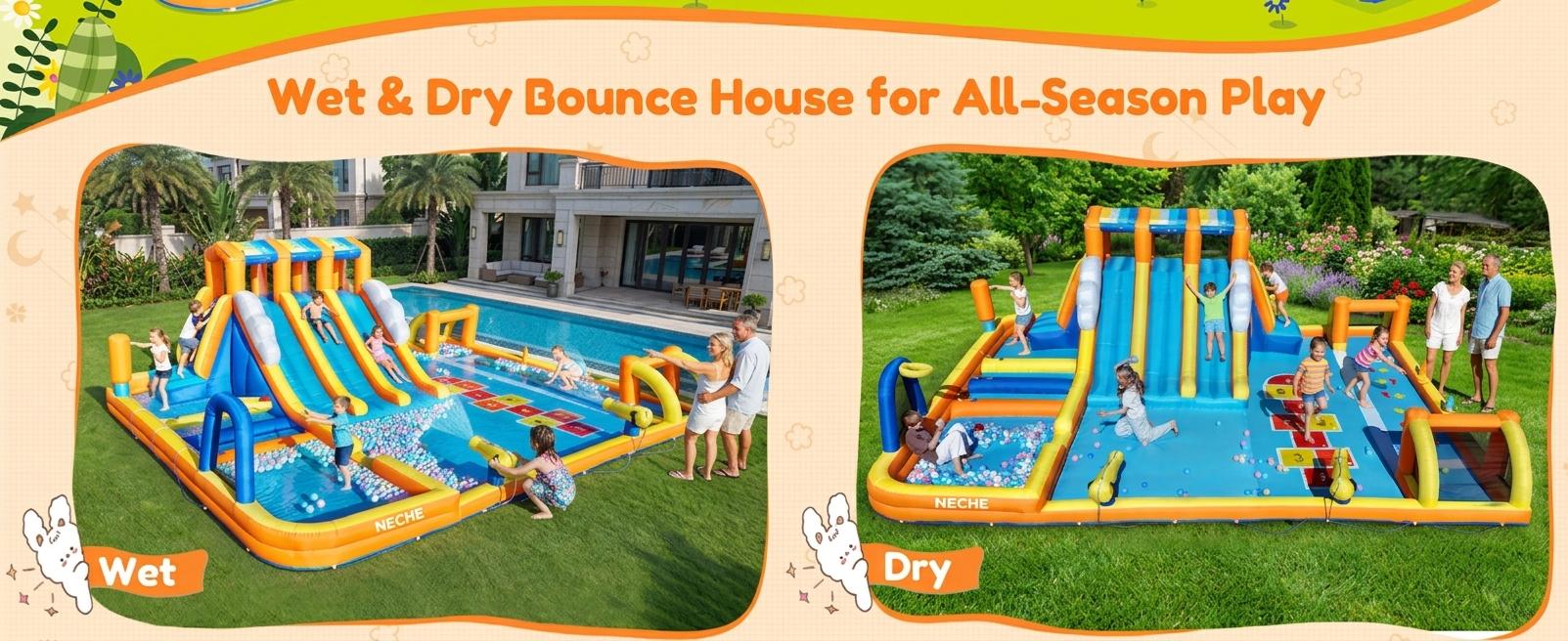 【Beautyhackher Exclusive】Inflatable Water Slide, Water Park for Big Kids,with Blower, Slides, Climbing Walls, Water Guns, and Deep Splash Pool, Indoor and outdoor, Summer Gifts 【Beautyhackher Exclusive】Inflatable Water Slide, Water Park for Big Kids,with Blower, Slides, Climbing Walls, Water Guns, and Deep Splash Pool, Indoor and outdoor, Summer Gifts