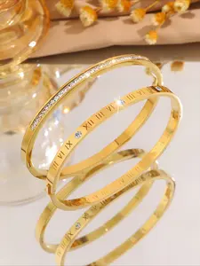 2pcs exquisite and fashionable stainless steel Roman numeral style bracelet, suitable for daily commuting, is a good gift for colleagues