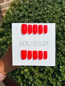 Classic Red Press-On Nails, Premium Hand-painted Gel-X, Gel Polish, Reusable, Glossy Matte or Chrome Finish, 20 nails included, no sizing kit needed, Almond, Oval, Square or Coffin, Extra Short, Short, Medium, or Long