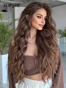 Topshe 13x6 Lace Front Wig, Lace Glueless Wig, Natural Looking Long Curly Hair, Light & Breathable, Realistic Parting, Deep Dye, Fashionable Style