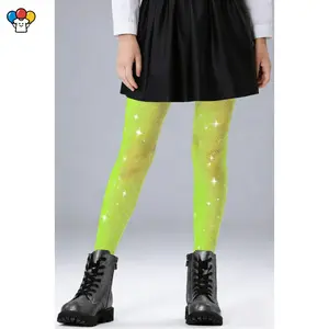 HER-Girls Sparkle Fishnet Tights Toddler Glitter Tights Rhinestone Stockings For Kids Halloween Party Accessories Shiny Mesh Leggings for Girls 3-10 Years
