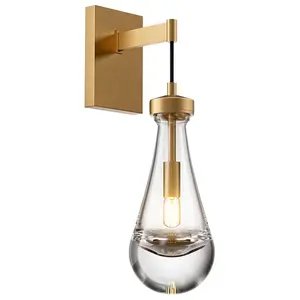 Raindrop Solid Thick Glass Armed Rod Wall Sconce