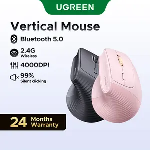 UGREEN Vertical Mouse Bluetooth 5.0 & 2.4G Wireless Ergonomic Mouse with 5 Buttons, 4000 DPI, Balck & Pink Ergonomic Mouse Compatible with PC/Laptop，Only 2.4G Model(Bluetooth not supported),#SummerVibes,mothersdaygift