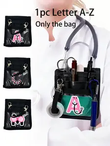 1 multifunctional tool storage bag with medical letter pattern - durable polyester foldable storage box with multiple compartments and adjustable shoulder strap, suitable for nurses, veterinary clinics, and professionals, nurse work bag